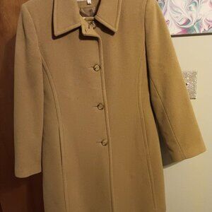 Larry Levine Womens Camel Hair Wool Blend Mid Length Size Medium